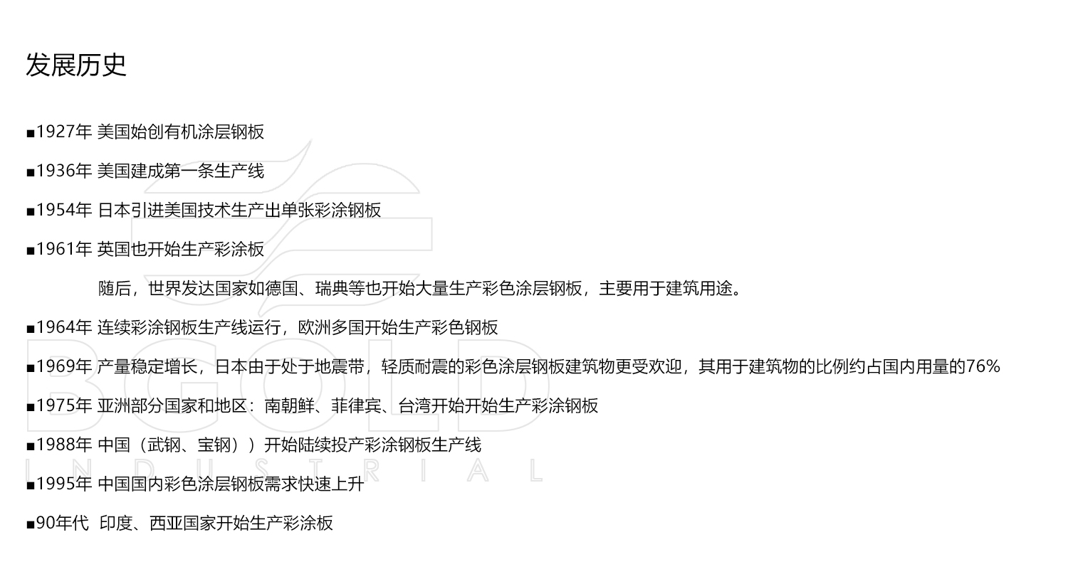 彩塗（tú）鋼板生產發展曆史